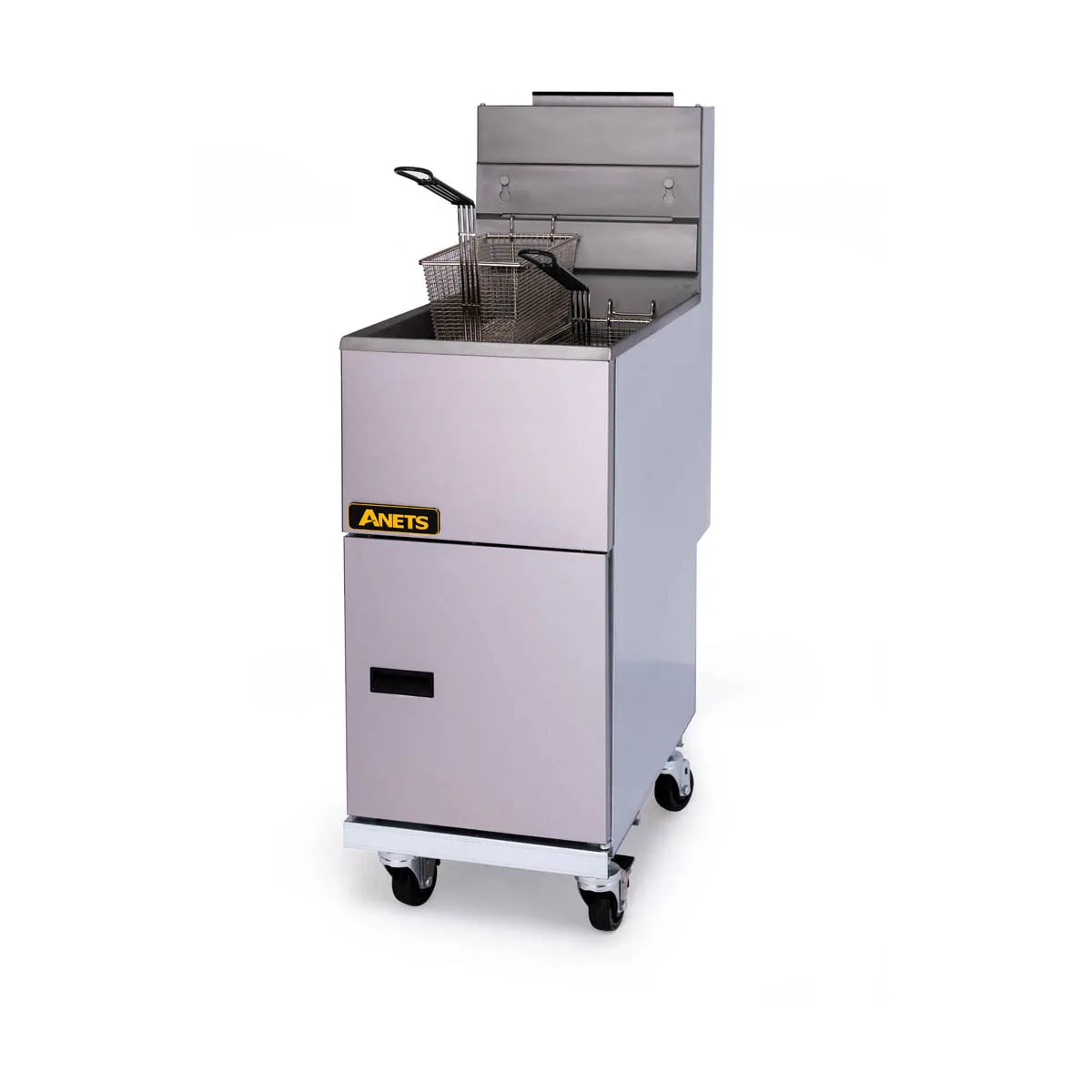 ANETS 70AV 19" Full Pot Floor Model Gas Fryer w/ 65 lbs Capacity, 2 Twin Baskets, Millivolt Control
