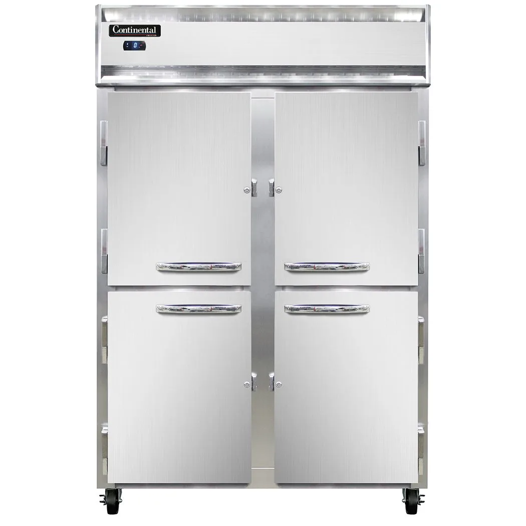Continental Refrigerator 2FSNSSHD 52" Two Section Reach-In Freezer w/ 4 Half Solid Doors, All Stainless Steel, 32 cu. ft.