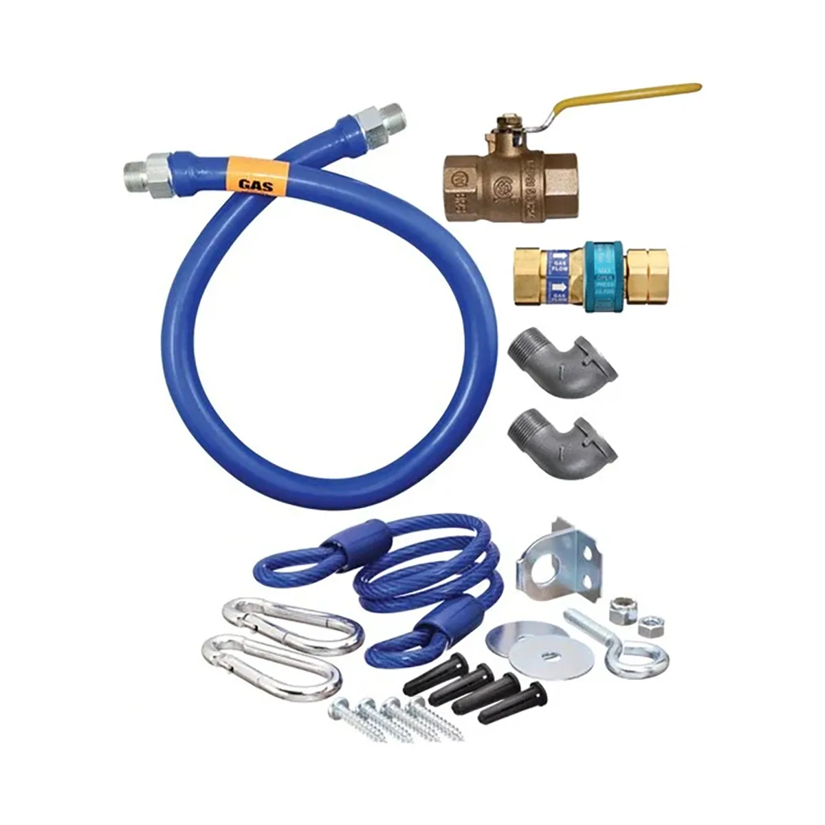 Dormont 16125KIT48 Deluxe SnapFast 48" Gas Connector Kit, Two Elbows, Restraining Cable, 1-1/4" Dia.