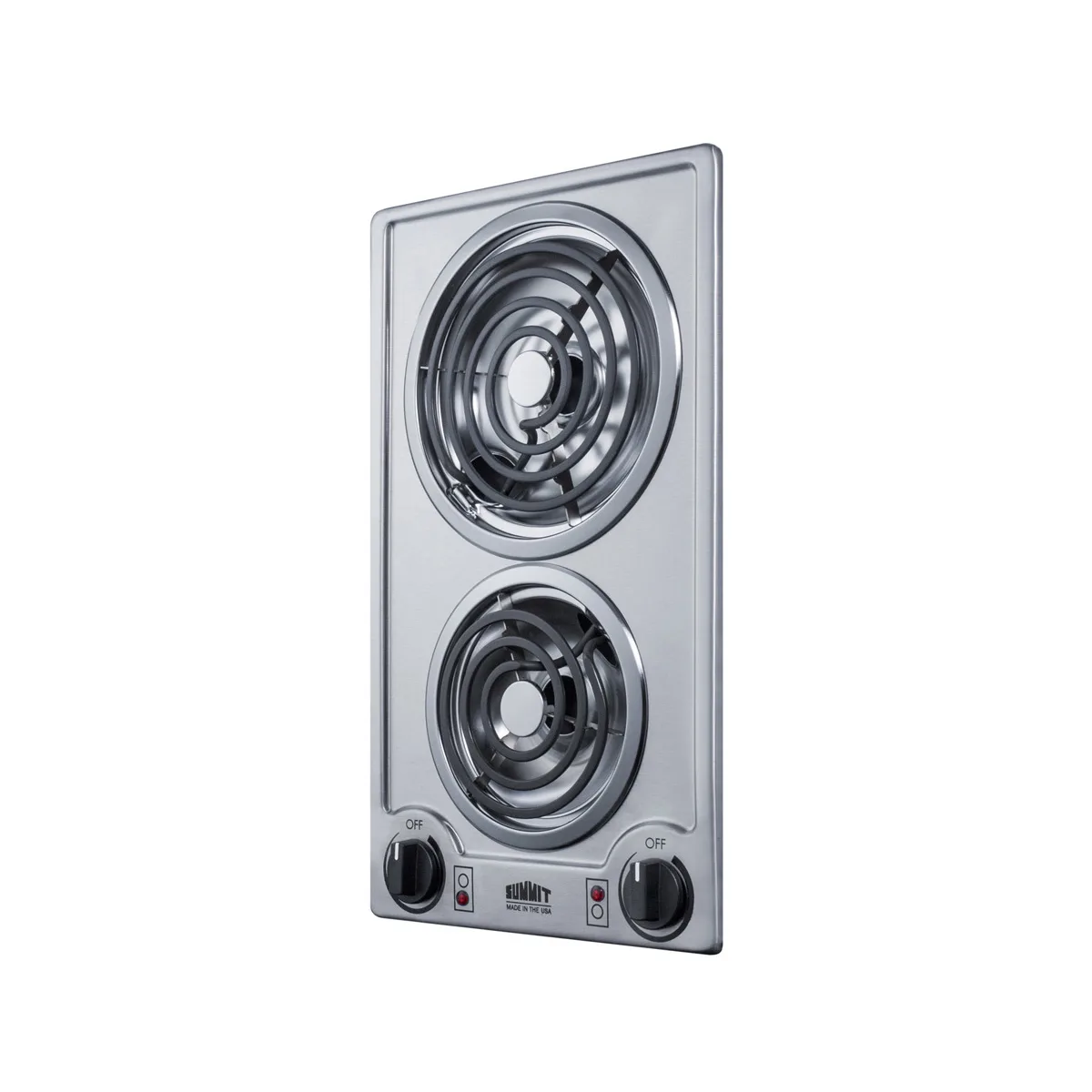 Summit CCE213SS 12" Electric Radiant Cooktop w/ (2) Spiral Burners, Manual Controls, Stainless Steel, 1.5 kW, 115v