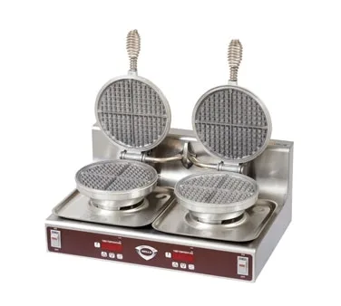 Wells WB-2E Waffle Baker, Dual Round Waffle Grid, Cast Aluminum Grids