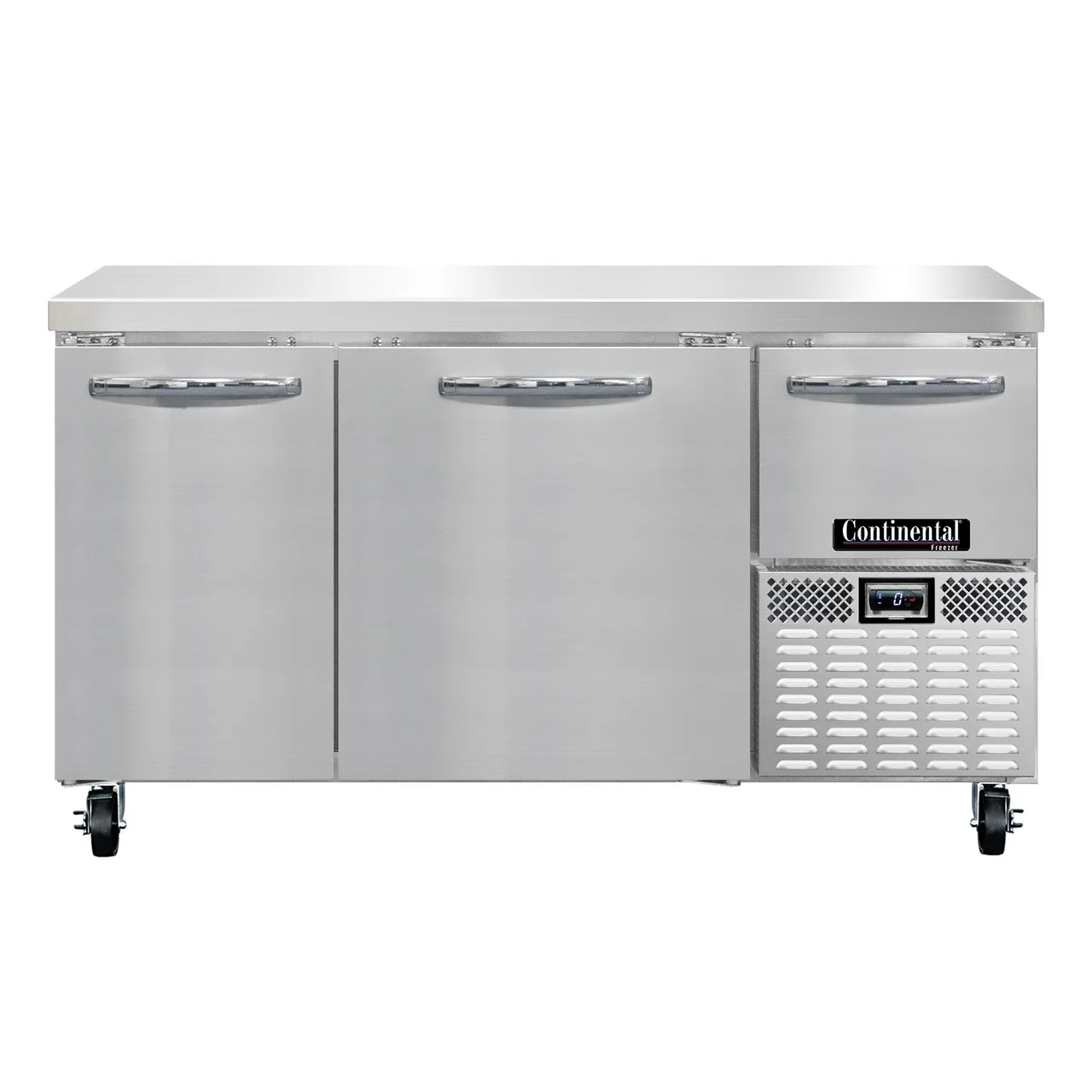 Continental Refrigerator FA60N 60" 2-Section Worktop Freezer w/ 2 Full & 1 Half Door