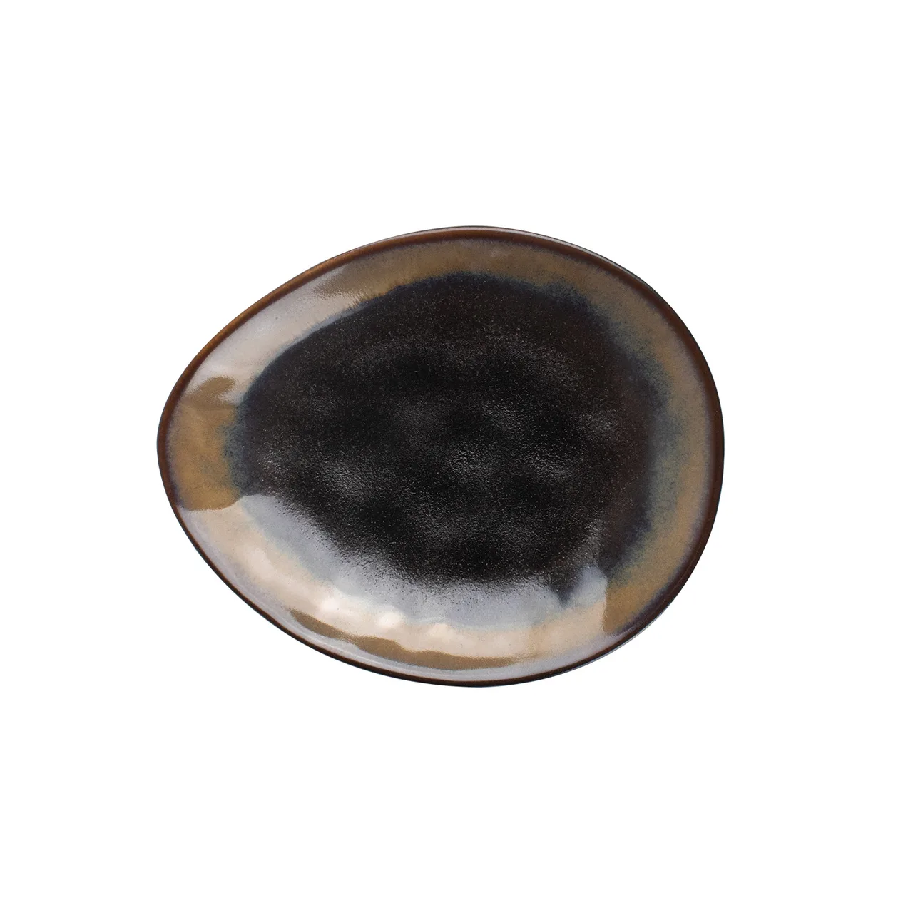 CAC China VEN-T5 - 5" Triangular Venus Plastic Bowl, Midnight Black Desert Beige, 5" - 1 Dozen