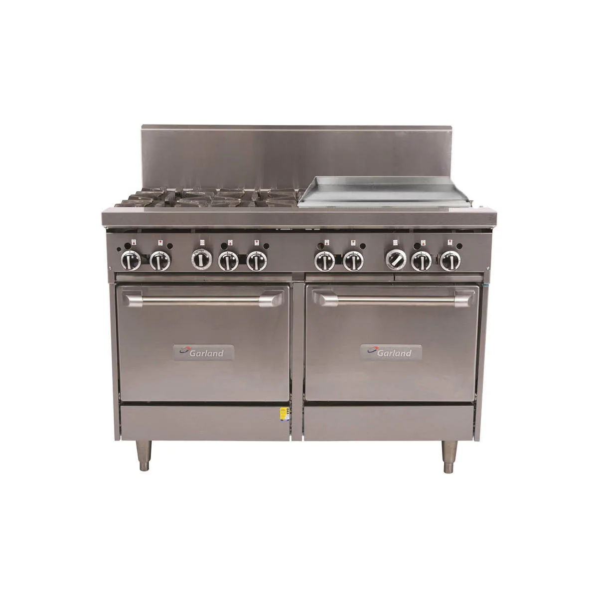 Garland US Range GF48-4G24LL 48" Gas Restaurant Range w/ (4) Burners, 24" Griddle, (2) Space Saver Ovens, 204.000 BTU