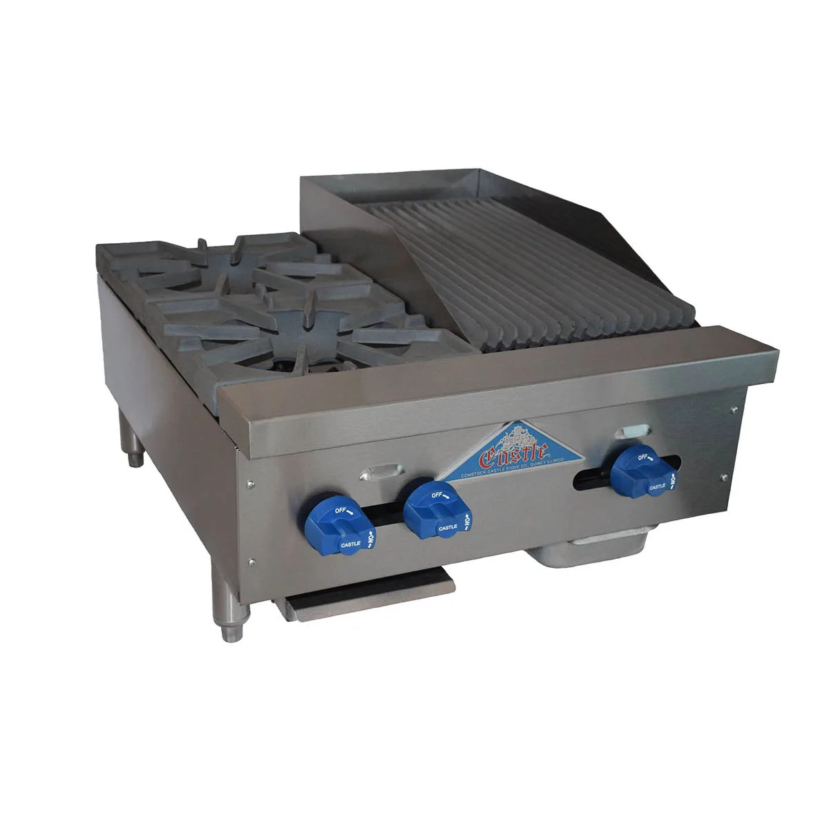 Comstock-Castle FHP24-1LB 24" Countertop Gas Lava Rock Charbroiler / Hotplate Combo, 73.000 BTU