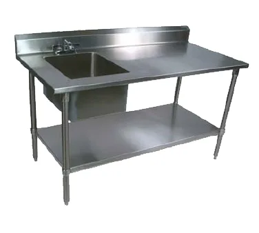 John Boos EPT6R5-3060GSK-L 60" Prep Table Sink Unit, Bowl on Left with Faucet - 16 Gauge