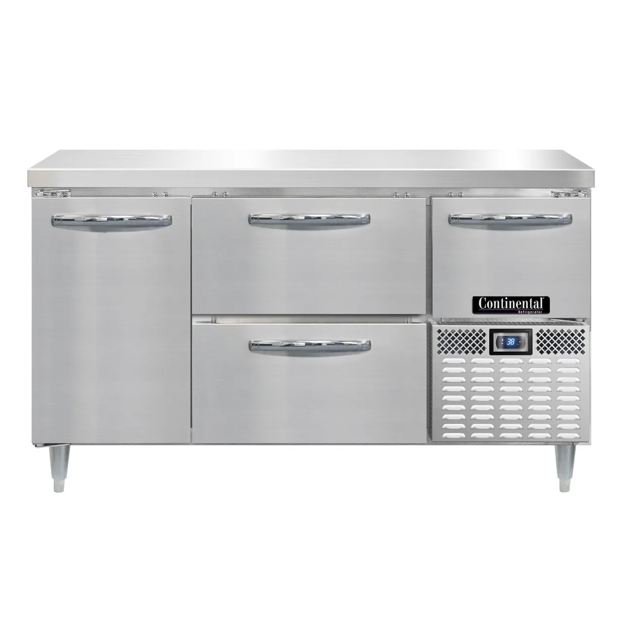 Continental Refrigerator DRA60NSS-D 60" Worktop Refrigerator w/ 2 Drawers, 1 Full & 1 Half Doors