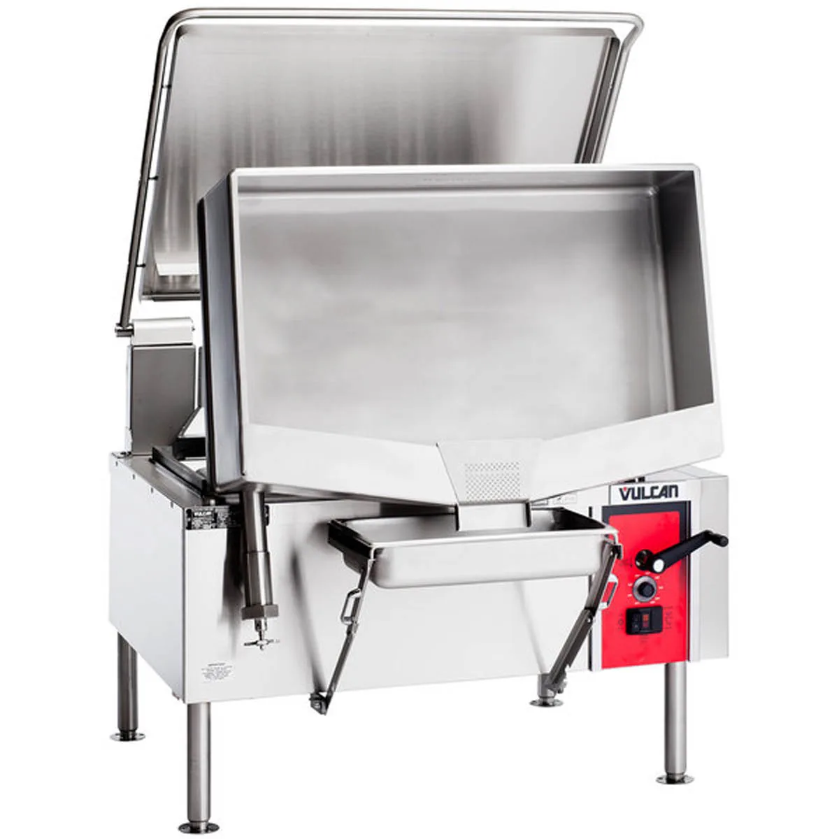 Vulcan VE40 40 Gallon Manual Tilt Braising Pan / Tilt Skillet, Open Frame, 208V, 3 Phase, 12 kW