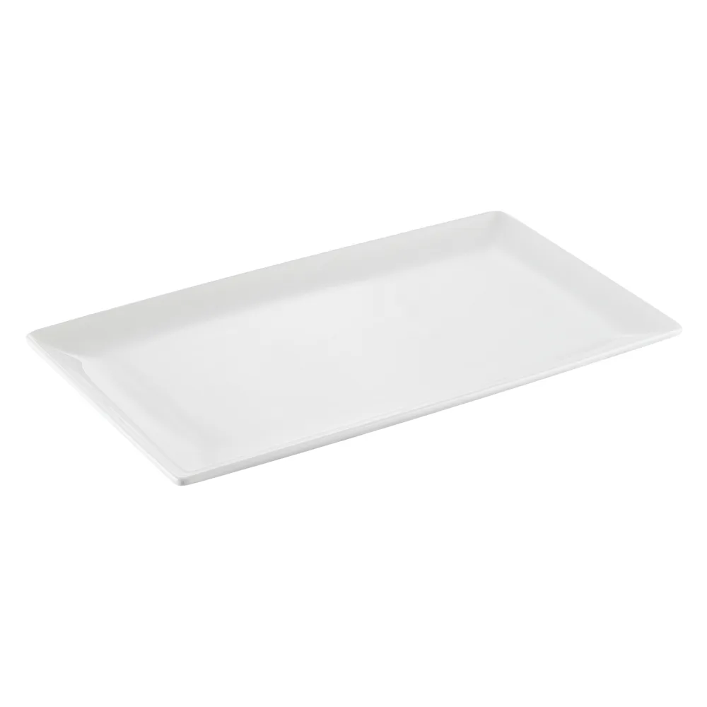 CAC China KSE-541 Rectangular Platter, 13.5" W x 7.9" D x 0.9" H, Coupe, Porcelain - Dozen