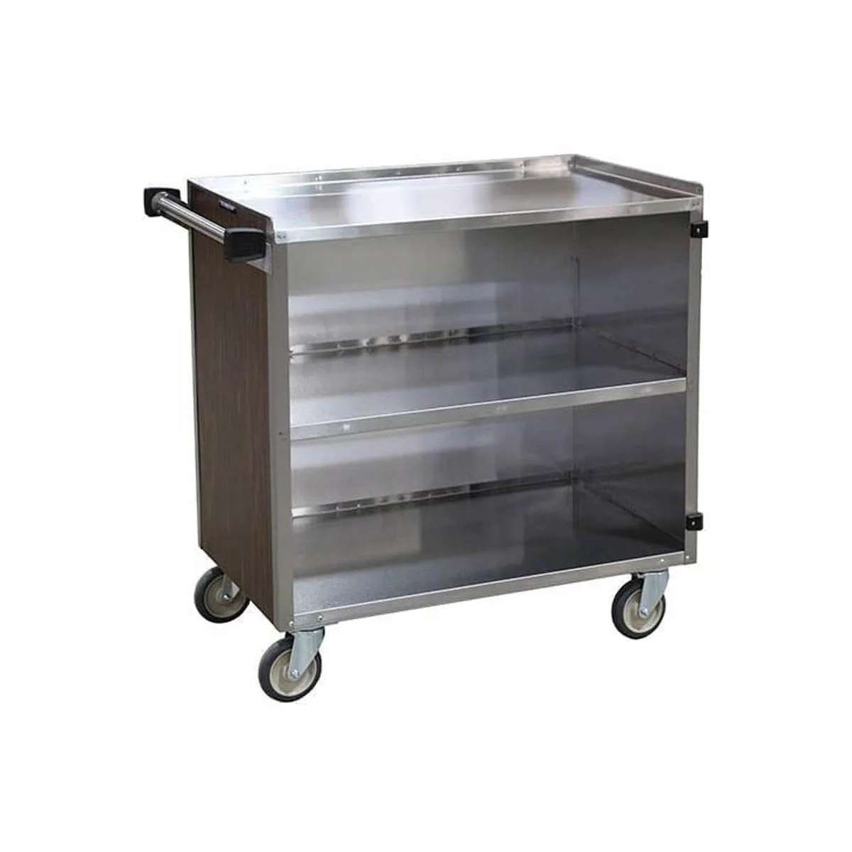 Lakeside 644 3 Shelves Stainless Steel Enclosed Bus Cart - 500 lbs. Capacity