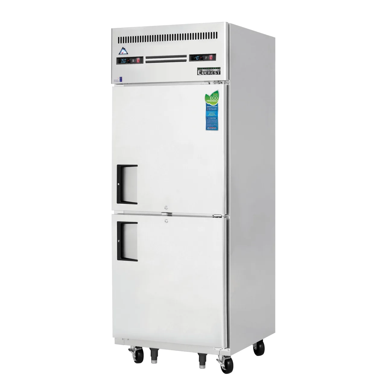 Everest ESRFH2 29" 1-Section Reach-In Refrigerator Freezer Combo w/ 2 Half Solid Doors, Top Mount