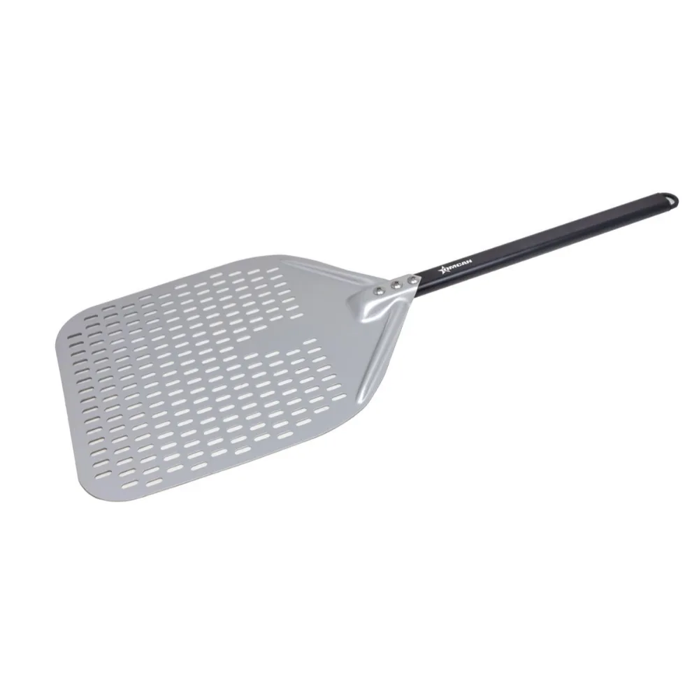 Omcan USA 81184 Pizza Peel – Rectangular 12" x 15-3/4" Aluminum Blade & Handle 47-1/4", Perforated