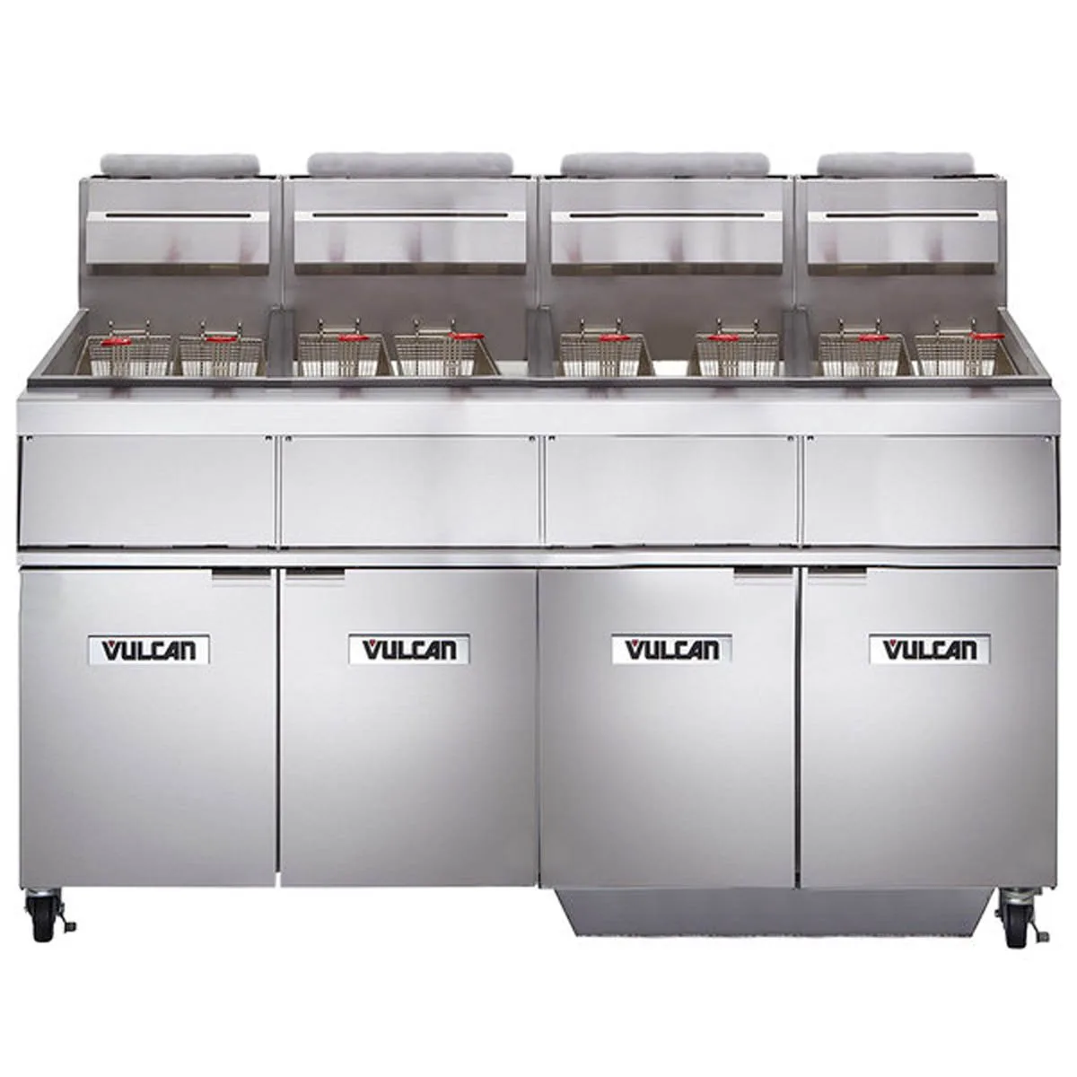 Vulcan 4GR45MF 62" Multiple Battery Gas Fryer w/ (4) 50 lbs, Frypots, Filtration System, Twin Baskets