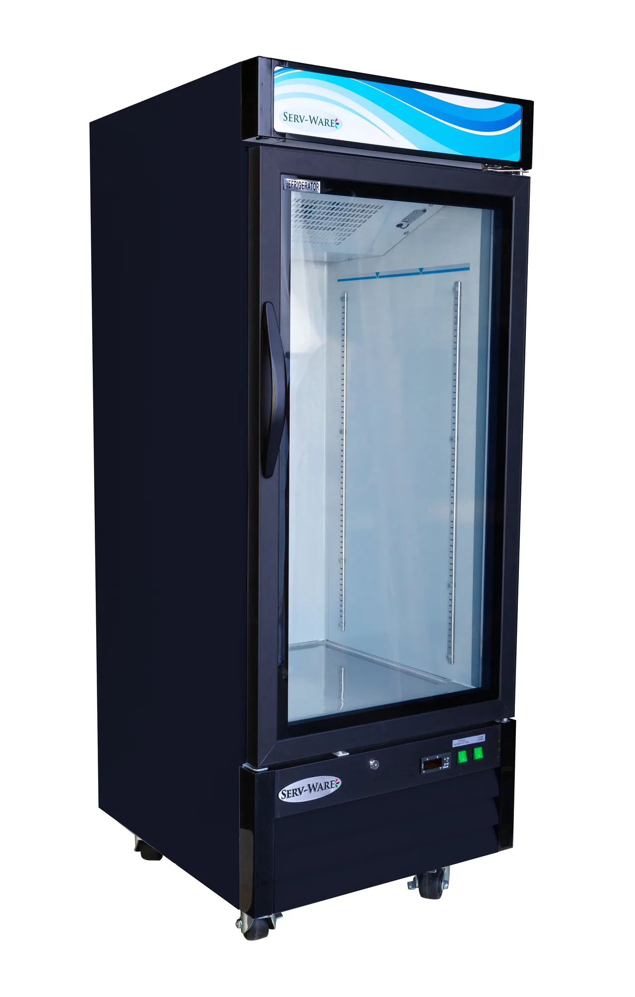 Serv-Ware GR12B-HC 30" One-Section Black Merchandiser Refrigerator, 23 cu ft, Glass Door, Auto‑Defrost