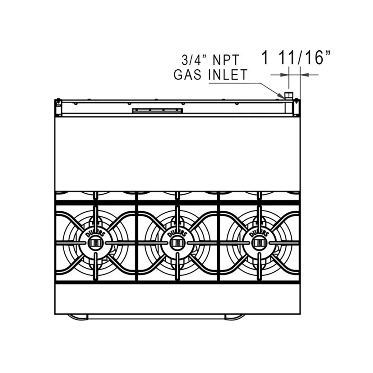 Dukers Appliance Co DCR36-6B 36" Gas Restaurant Range w/ (6) Open Burners, (1) Standard Oven, 233.000 BTU