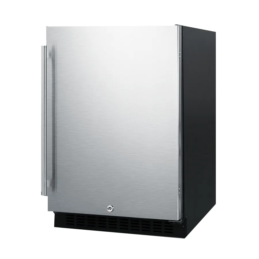 Summit AL54 24" Built-in Undercounter Refrigerator in Black, Stainless Steel Door, 4.8 cu. ft.