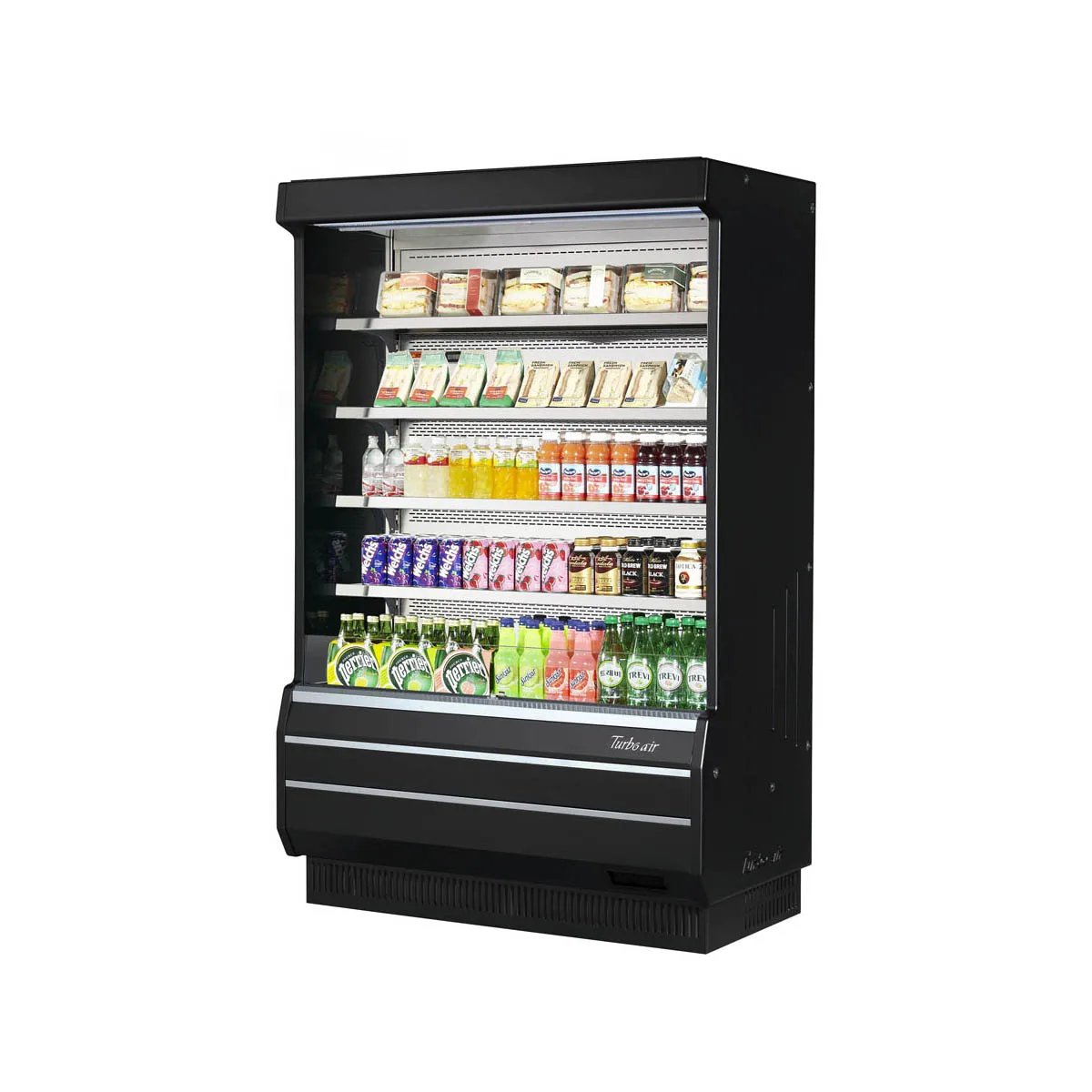 Turbo Air TOM-50B-SP(-A)-N 50" Vertical Open Air Merchandiser in Black, Self-Contained, 4 Shelves