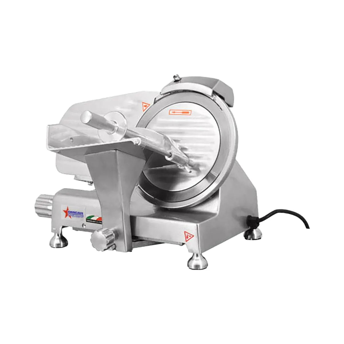 Omcan USA 41710 - 9" Belt-Driven Commercial Meat Slicer, 1/6 HP Electric Motor, Angle/Gravity Feed, Blade Locker