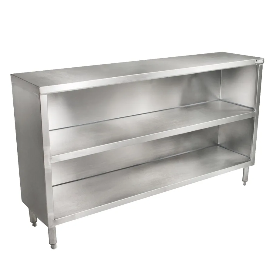 John Boos EDSC8-1560 60"x15" Stallion Safety Edge Open Front Dish Cabinet, Open Base with Mid-Shelf