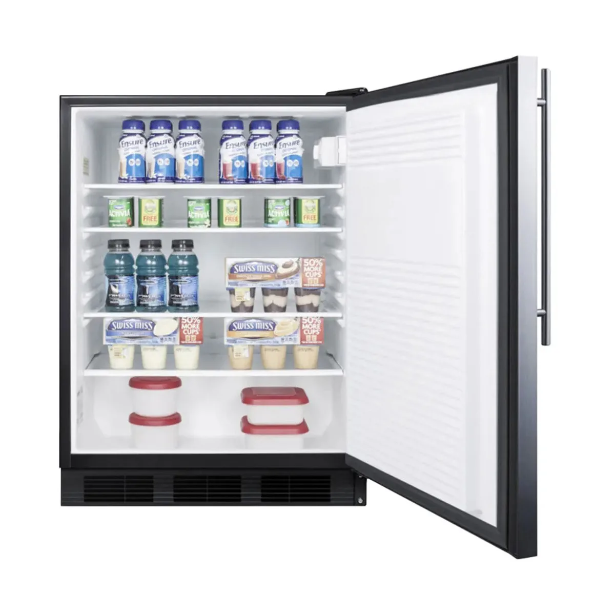 Summit FF7BKBISSHVADA 24" Built-in Undercounter Refrigerator in Black, Stainless Steel Door, Pro-Style Handle, 5.5 cu. ft.