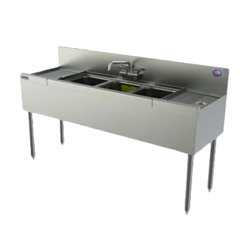 Perlick TSD64C 72" Underbar Sink Units, 4 Compartment with 2 Drainboards