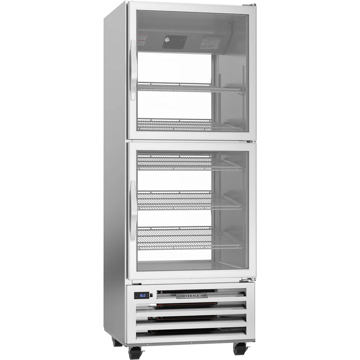 Beverage Air RID18HC-HG 27" 1-Section Pass-Thru Refrigerator w/ 4 Glass Half-Doors, Bottom Mounted, 18.38 cu. ft.
