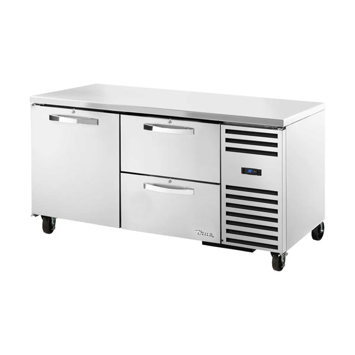 True TUC-67D-2-HC~SPEC3 67" 2-Section Undercounter Refrigerator w/ 2 Drawers & 1 Door