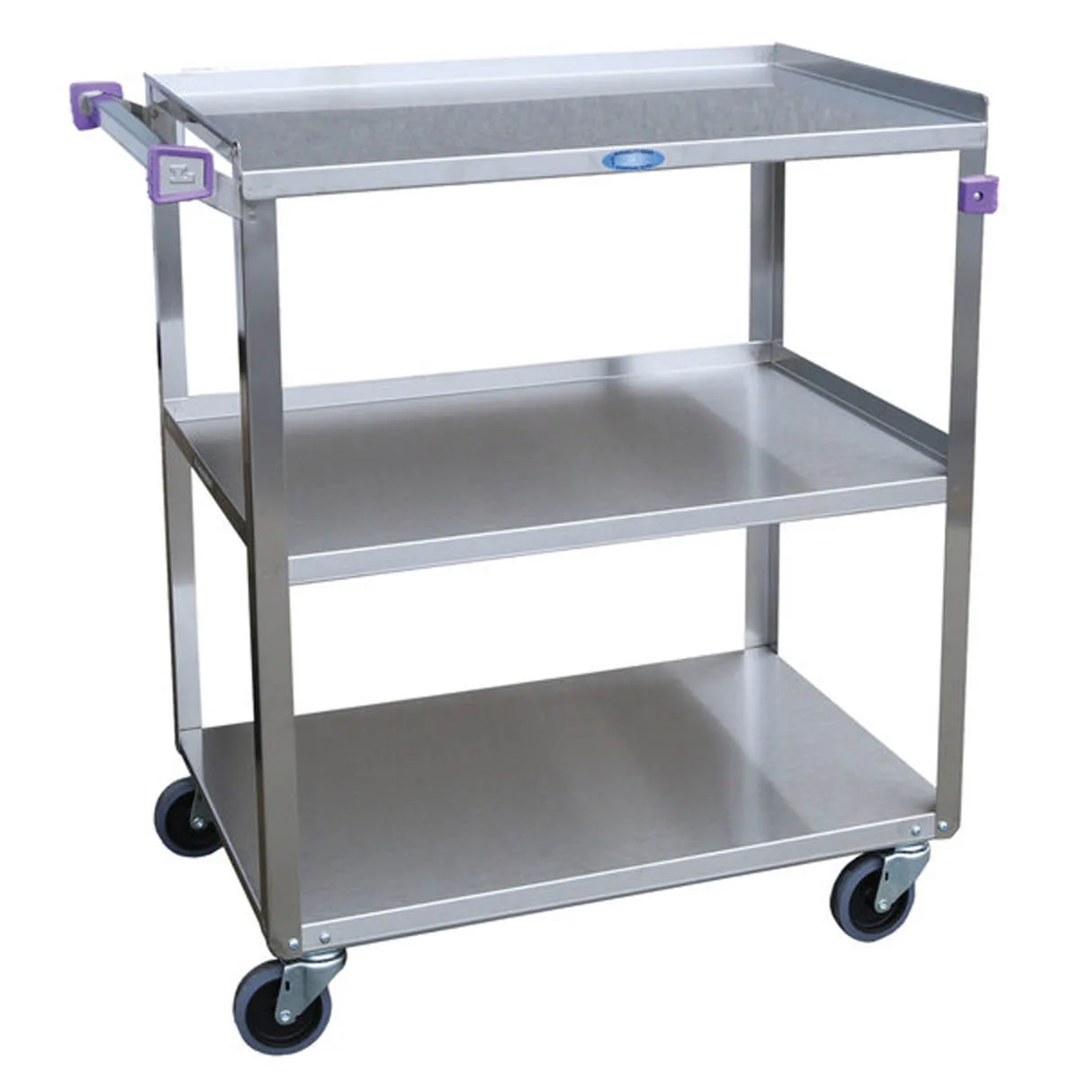 Lakeside 422A Stainless Steel 3 Shelf Medium Duty Utility Cart w/ 500 lbs Capacity