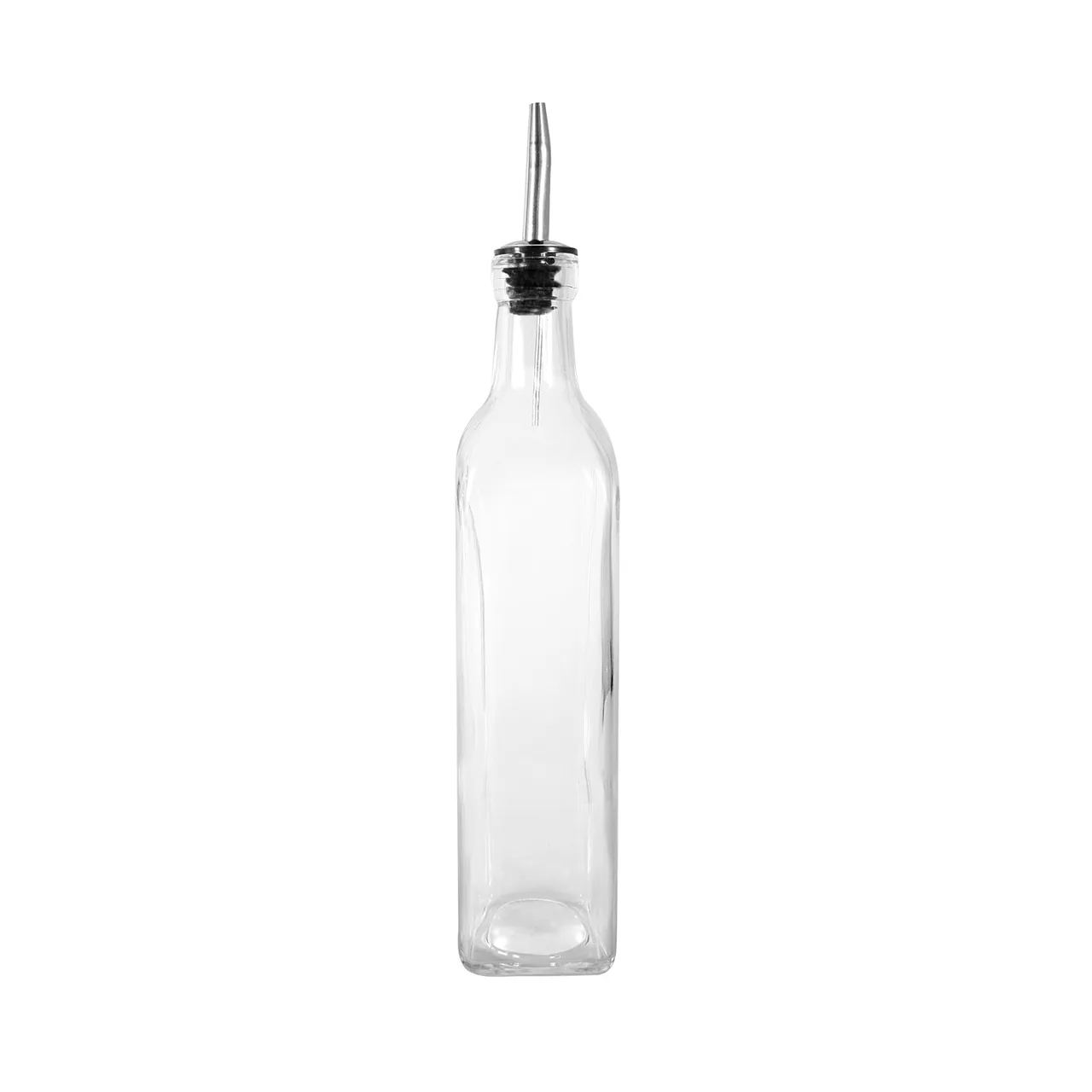 CAC China W3SQ-16BT Oil & Vinegar Cruet Bottle, 16 oz Lead‑Free Glass with Stainless Steel Pourer