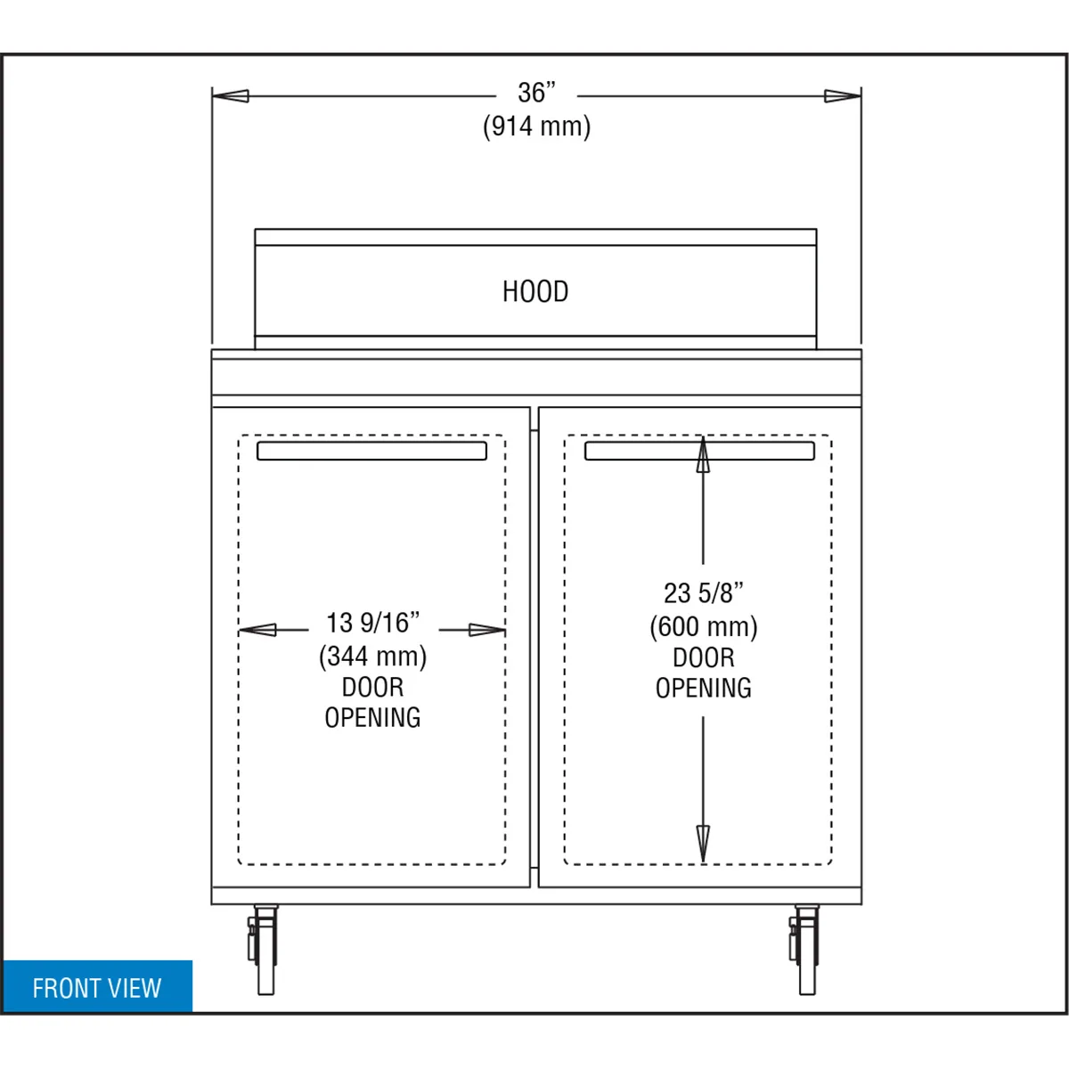 Continental Refrigerator SW36N8 36" Two Section Sandwich / Salad Prep Table w/ 2 Doors, 8 Pans