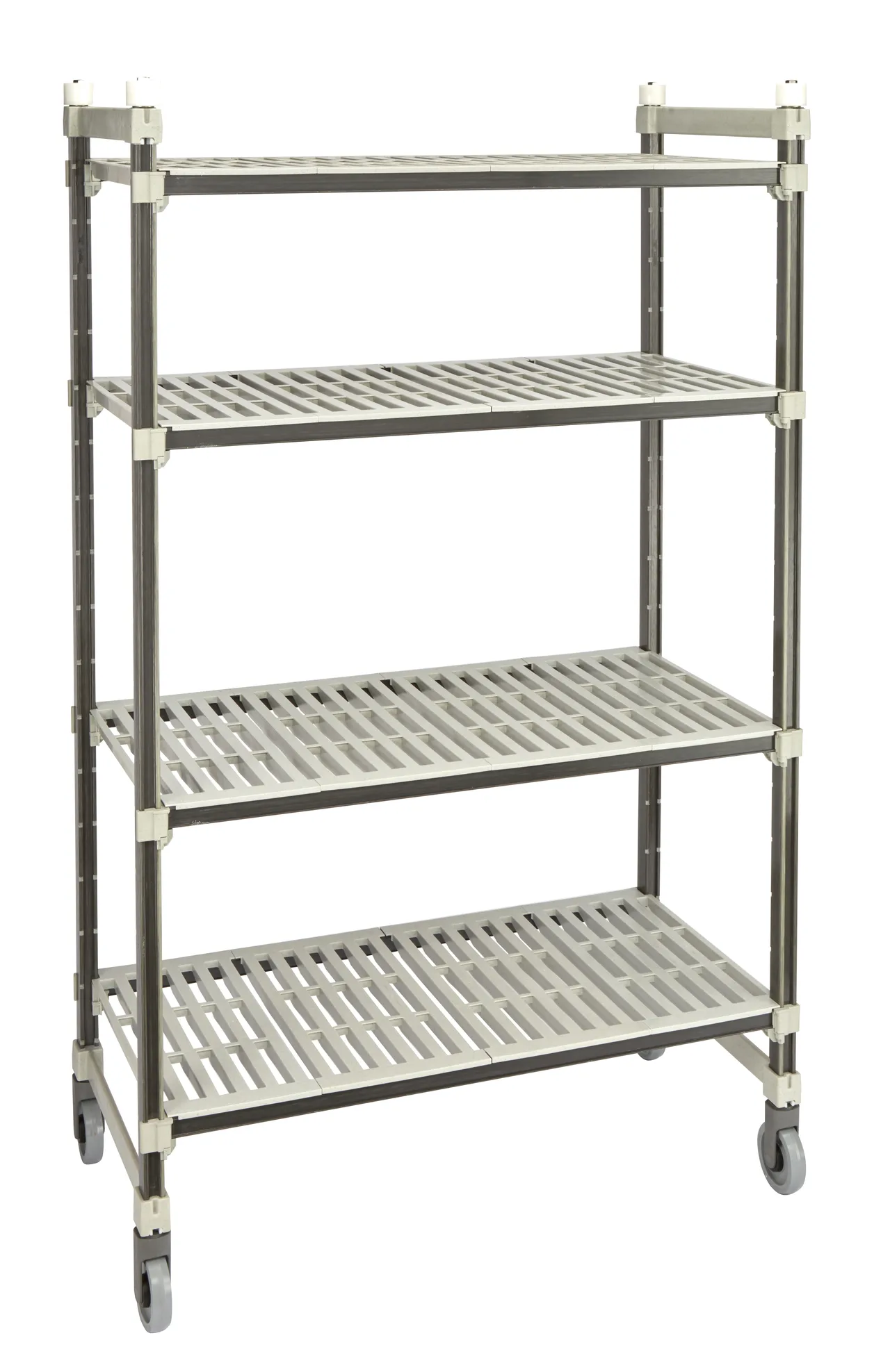 Cambro EMT214880V4480 Camshelving Elements XTRA 4-Tier 21D x 48L x 80H Track Shelving System, 900 lbs, Speckled Gray