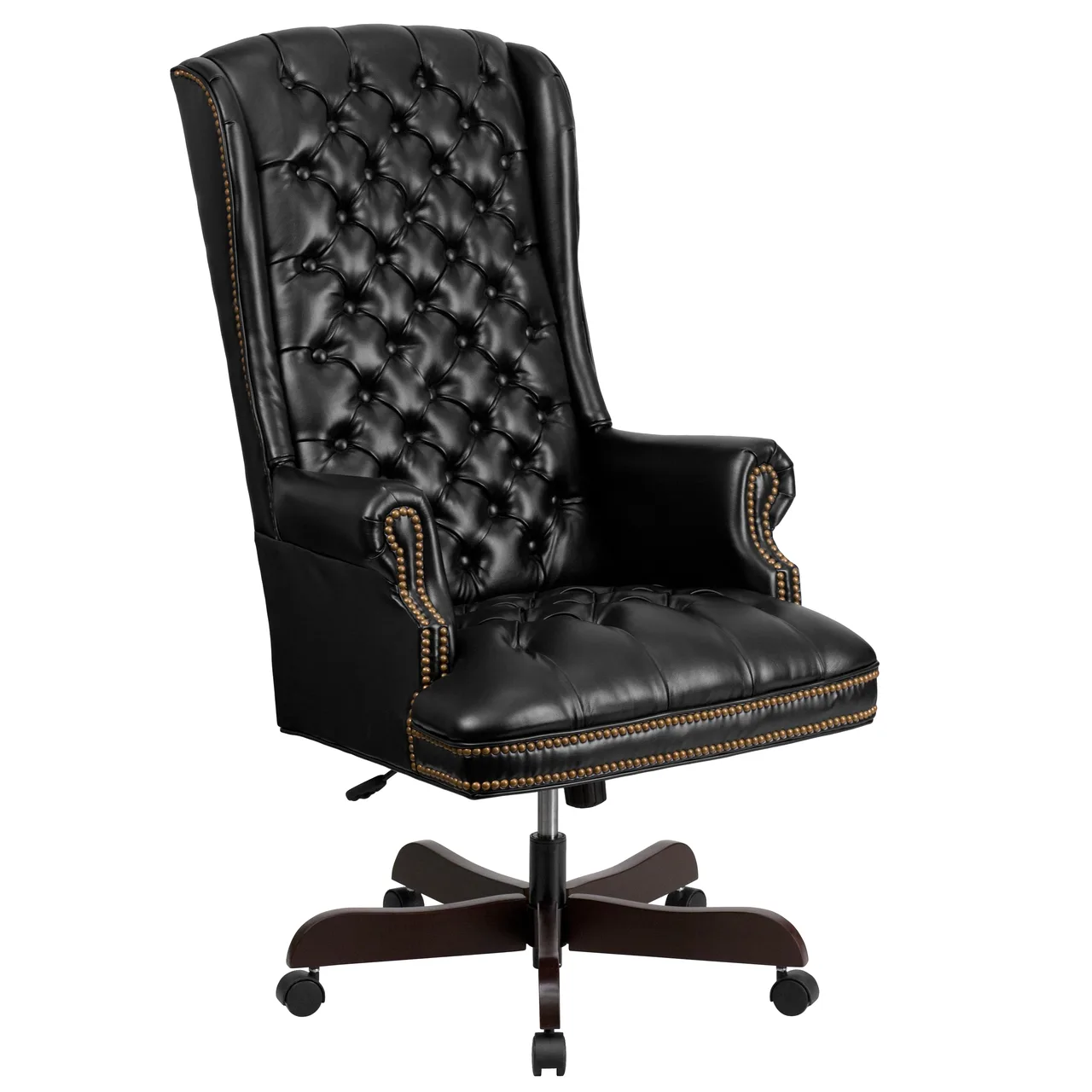 Flash Furniture CI-360-BK-GG Office Chair, 48-1/2"-51-1/4" 250 lbs, LeatherSoft, Tilt Lock, Base, Casters