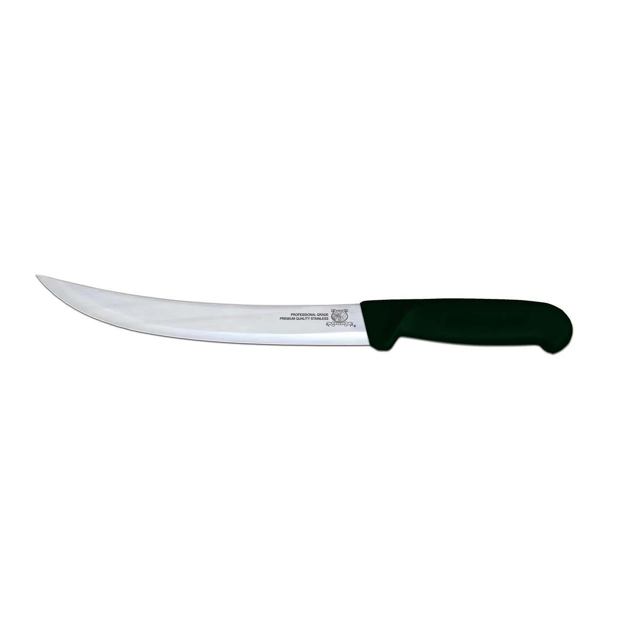 Omcan USA 12307 Breaking Knife - 8" Curved Stamped Knife, Steel Blade, Black Plastic Handle