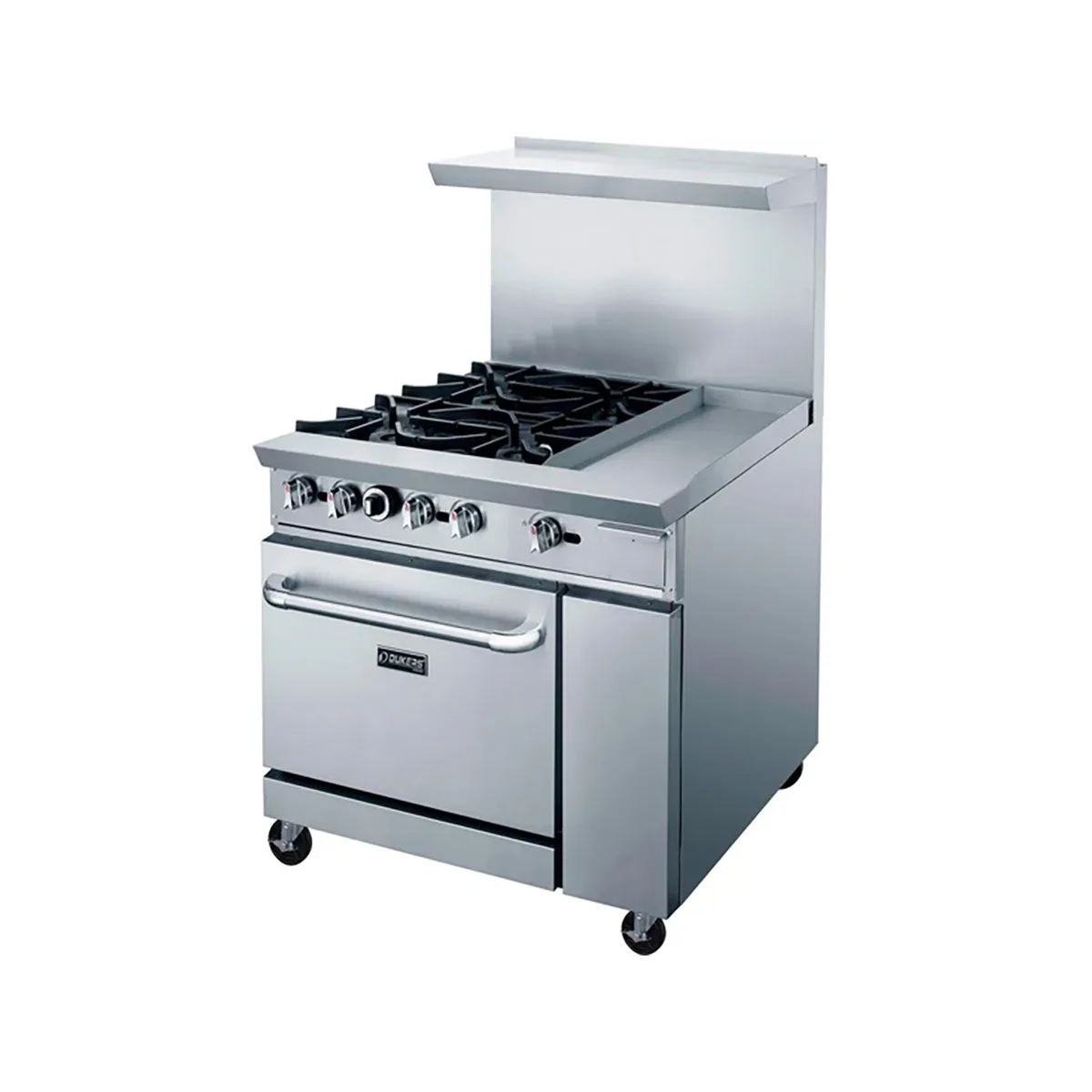 Dukers Appliance Co DCR36-4B12GM 36" Gas Restaurant Range w/ (4) Open Burners, 12" Griddle, (1) Standard Oven, 195.000 BTU 