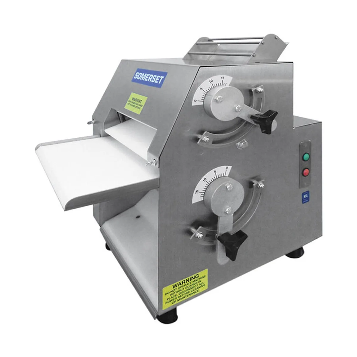 Somerset CDR-1100 Countertop Double Pass Dough Roller, 11" Synthetic Rollers, Front Operation