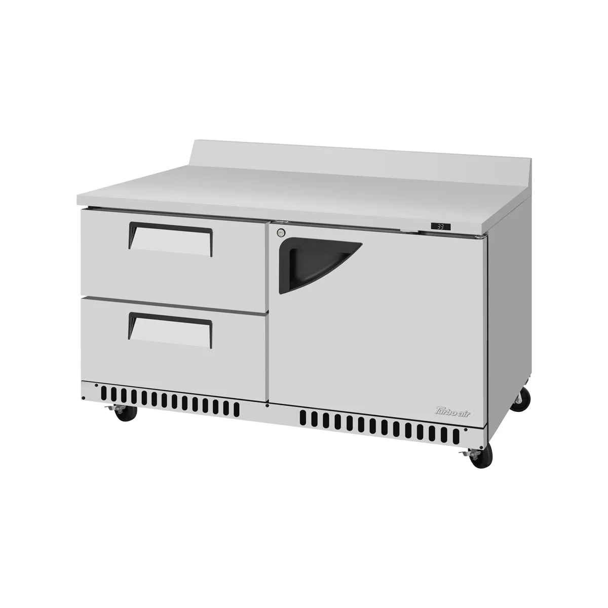 Turbo Air TWR-60SD-D2R(L)-FB-N 60" 2-Section Worktop Refrigerator w/ 1 Door & 2 Drawers