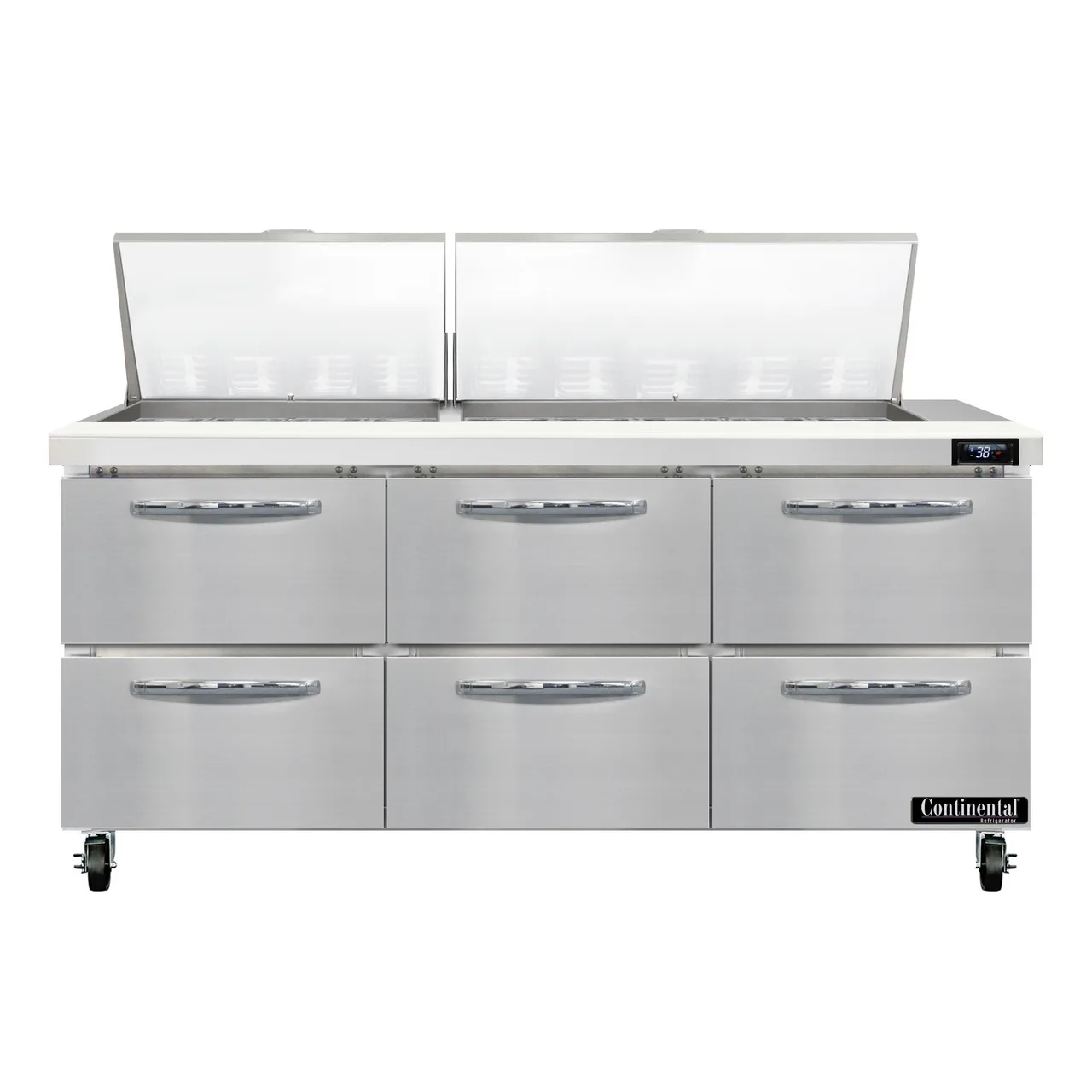 Continental Refrigerator SW72N27M-D 72" Mega Top Sandwich Prep Table w/ 6 Drawers, 27 pans