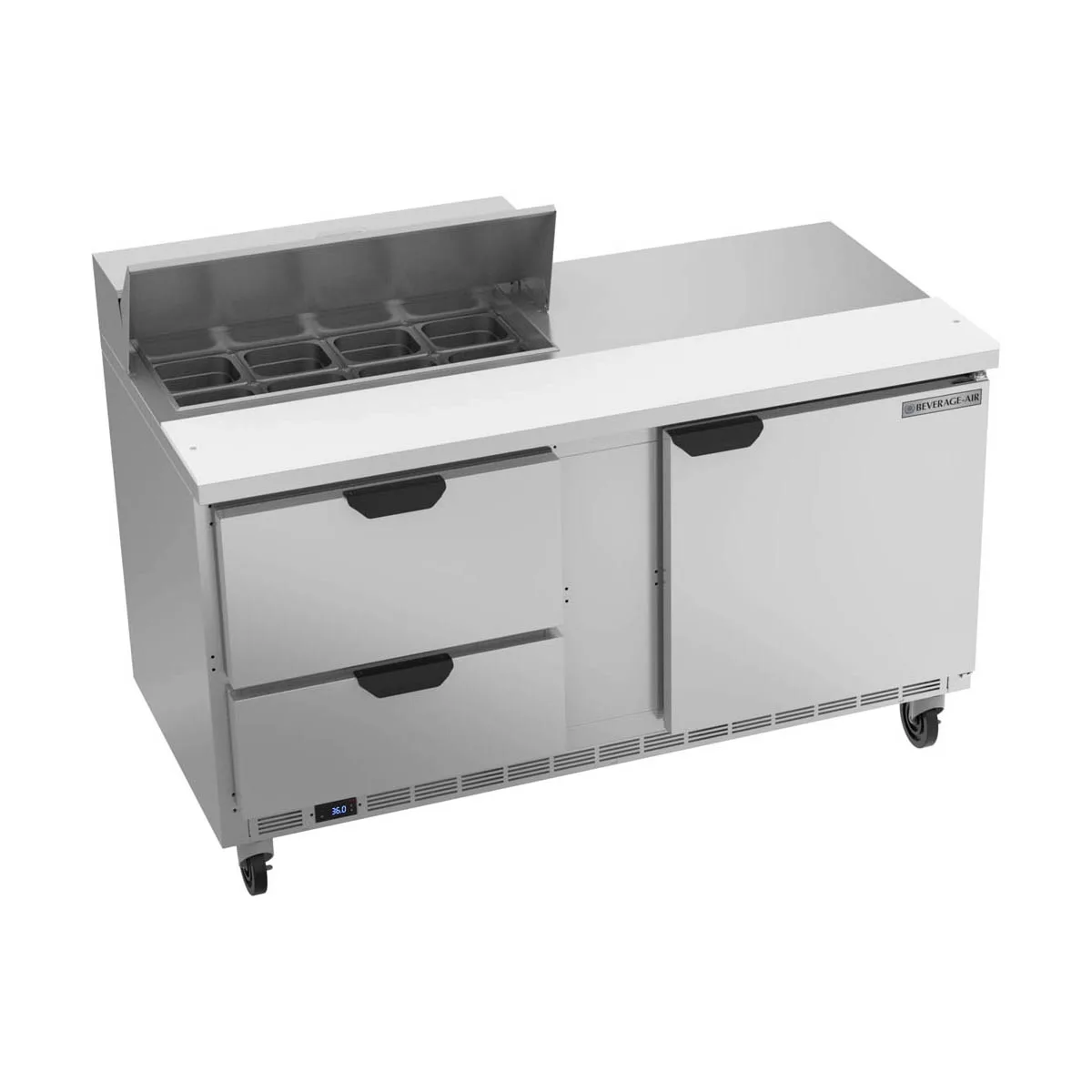 Beverage Air SPED60HC-08-2 60" Two Section Sandwich/Salad Prep Table w/ 2 Drawers & 1 Door, 8 Pans