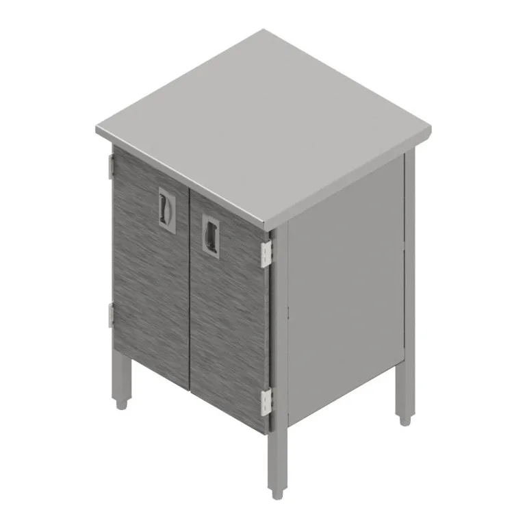John Boos EBHS6-2472 72" Cabinet Base Hinged Doors Work Table, Flat Top / 16 Gauge Top