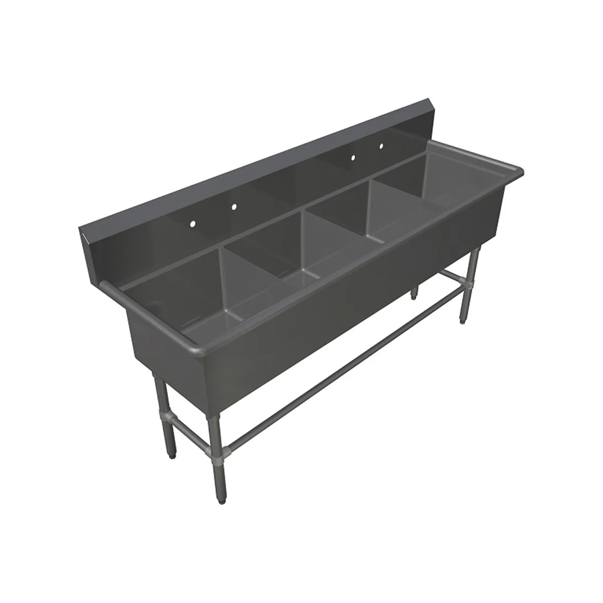 John Boos 44PB1618 69" Four Compartment Sink, 16"W x 18"L Bowl Without Drainboard