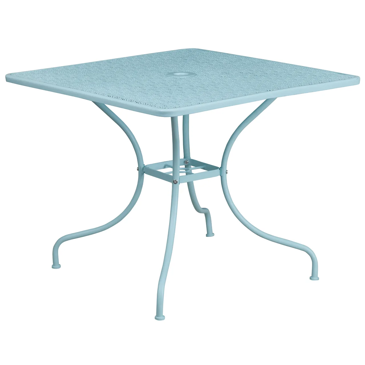 Flash Furniture CO-6-SKY-GG 35.5x35.5 Square Patio Table, Steel, Sky Blue, 1.75 Umbrella Hole