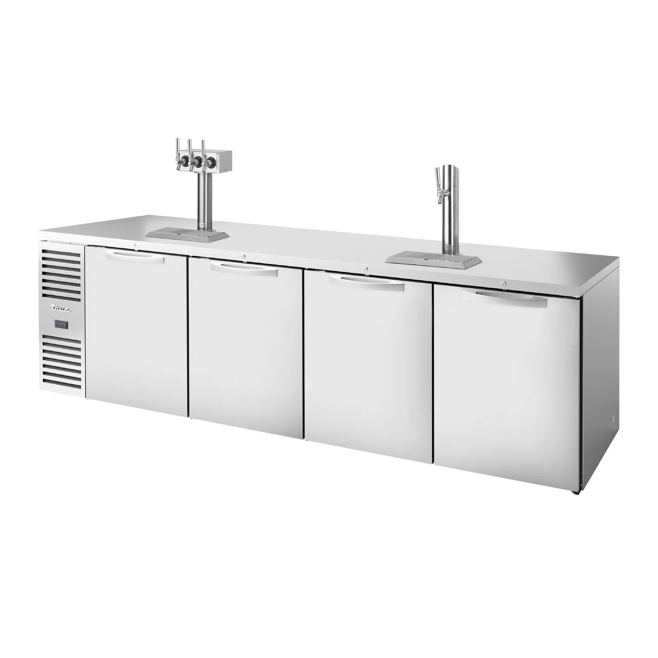 True TDR108-RISZ1-L-S-SSSS-1 108" Four Section Solid Door Draft Beer Cooler, 5 Kegs Capacity