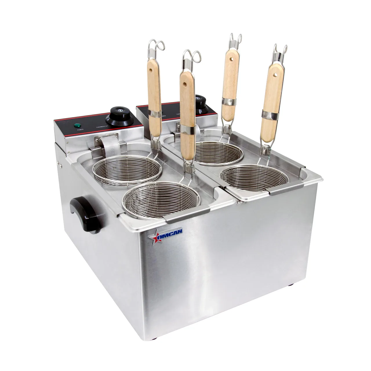 Omcan USA 43558 2.12 Gallon-8 Liter Countertop Electric Pasta Cooker, 2 Tanks, 240V, 2400W
