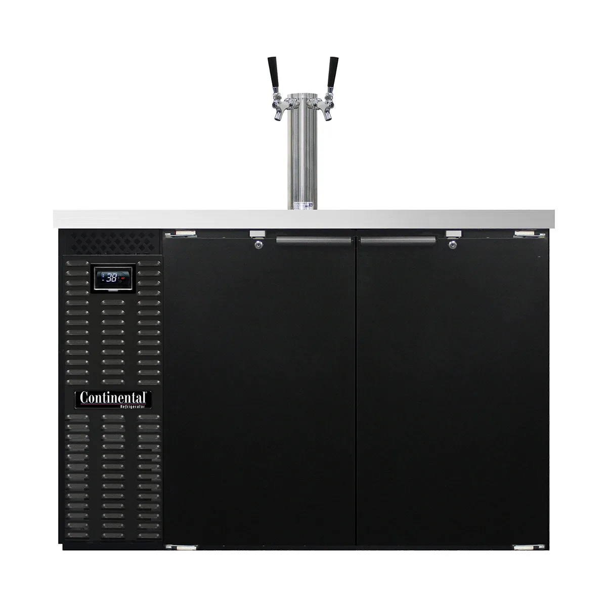 Continental Refrigerator KC50N – 50" Keg Cooler, 16 Cu ft, Black Enamel, 2‑Tap Column, Digital