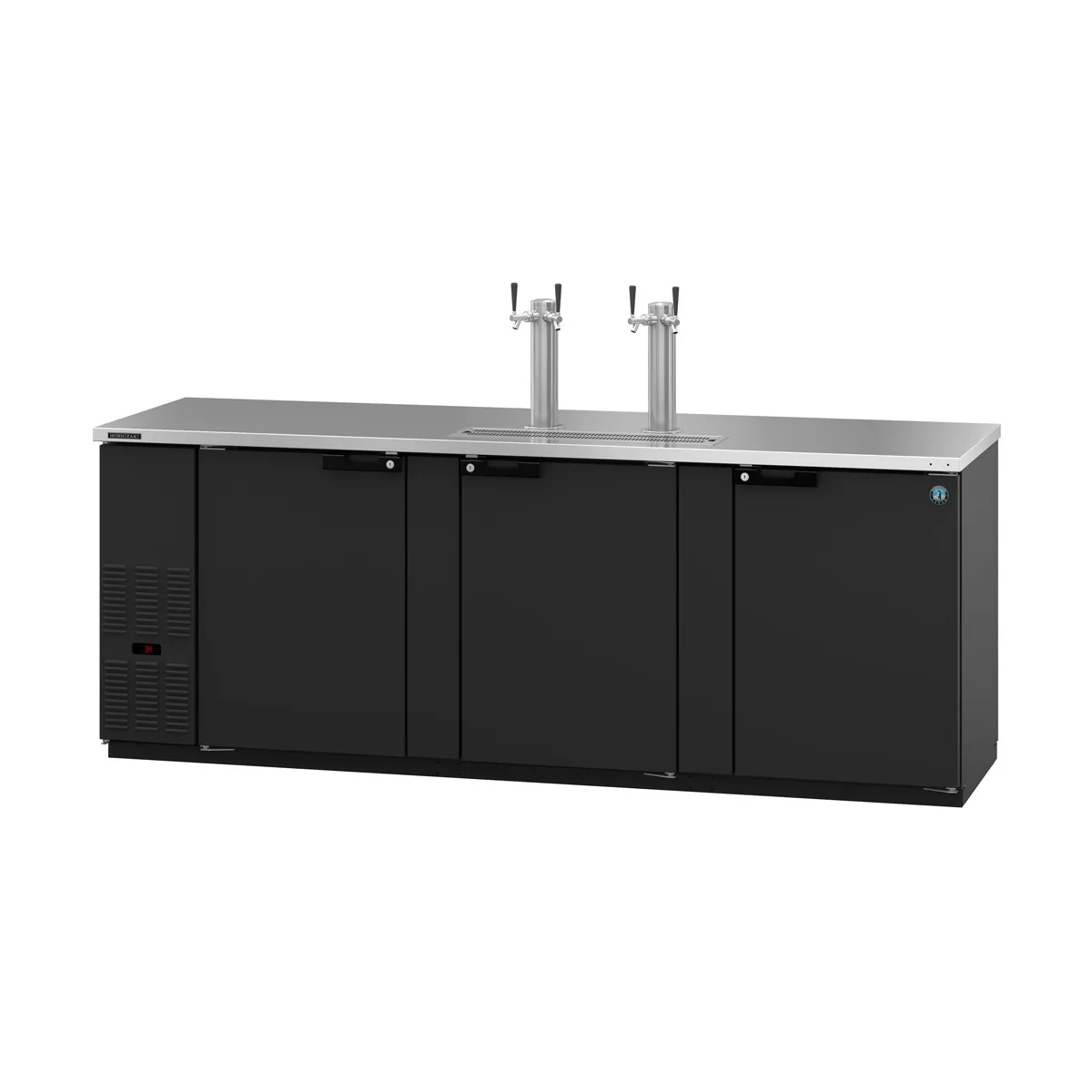 Hoshizaki DD95 Black Double Tap Kegerator Beer Dispenser - 5 x 1/2 Keg Capacity
