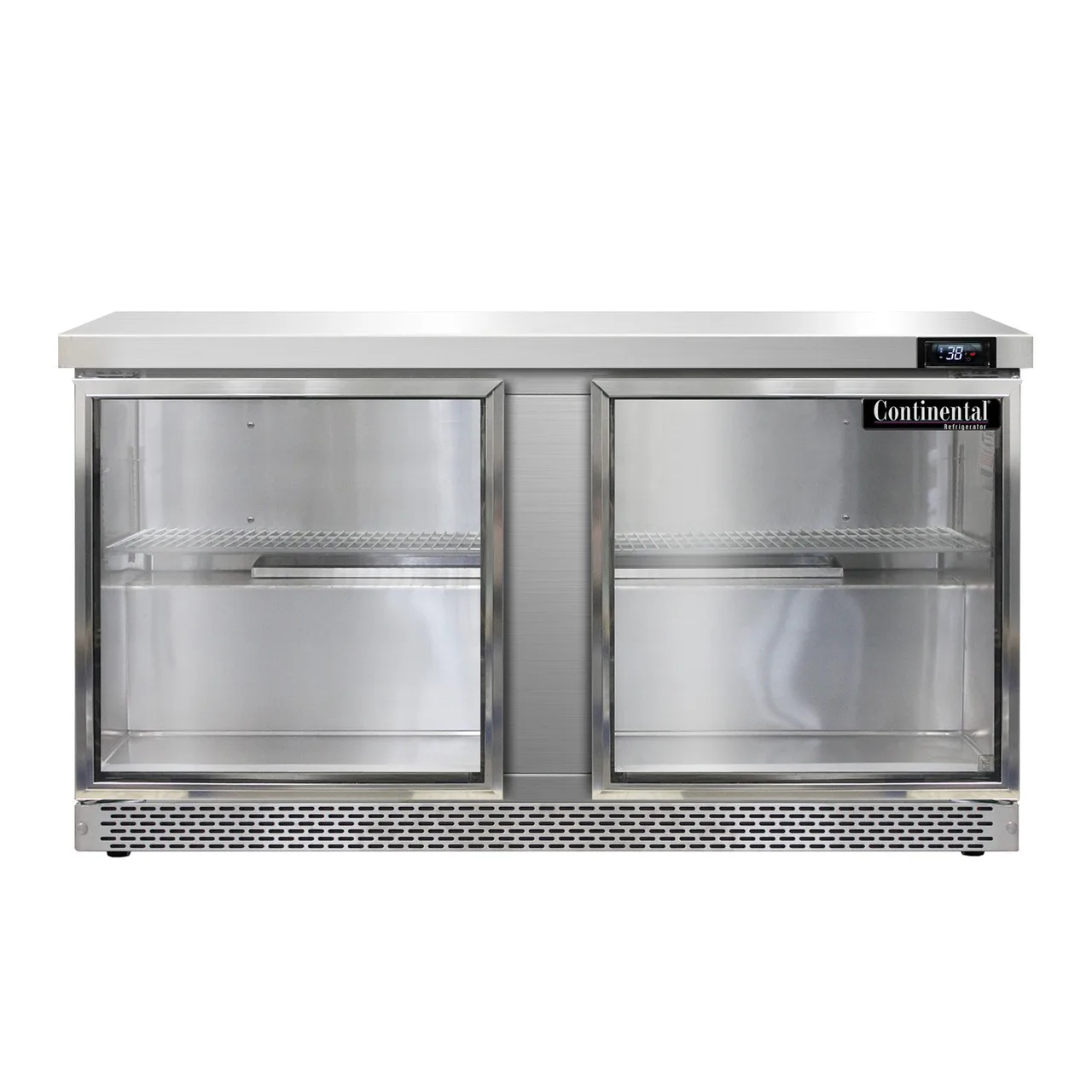 Continental Refrigerator SW60NGD-FB 60" Worktop Refrigerator w/ 2 Glass Doors, 17 cu. ft.