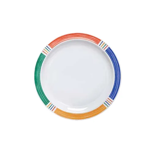 GET DP-909-BA Dinner Plate, 9" Narrow Rim, White with Barcelona Pattern, Melamine, NSF - Dozen