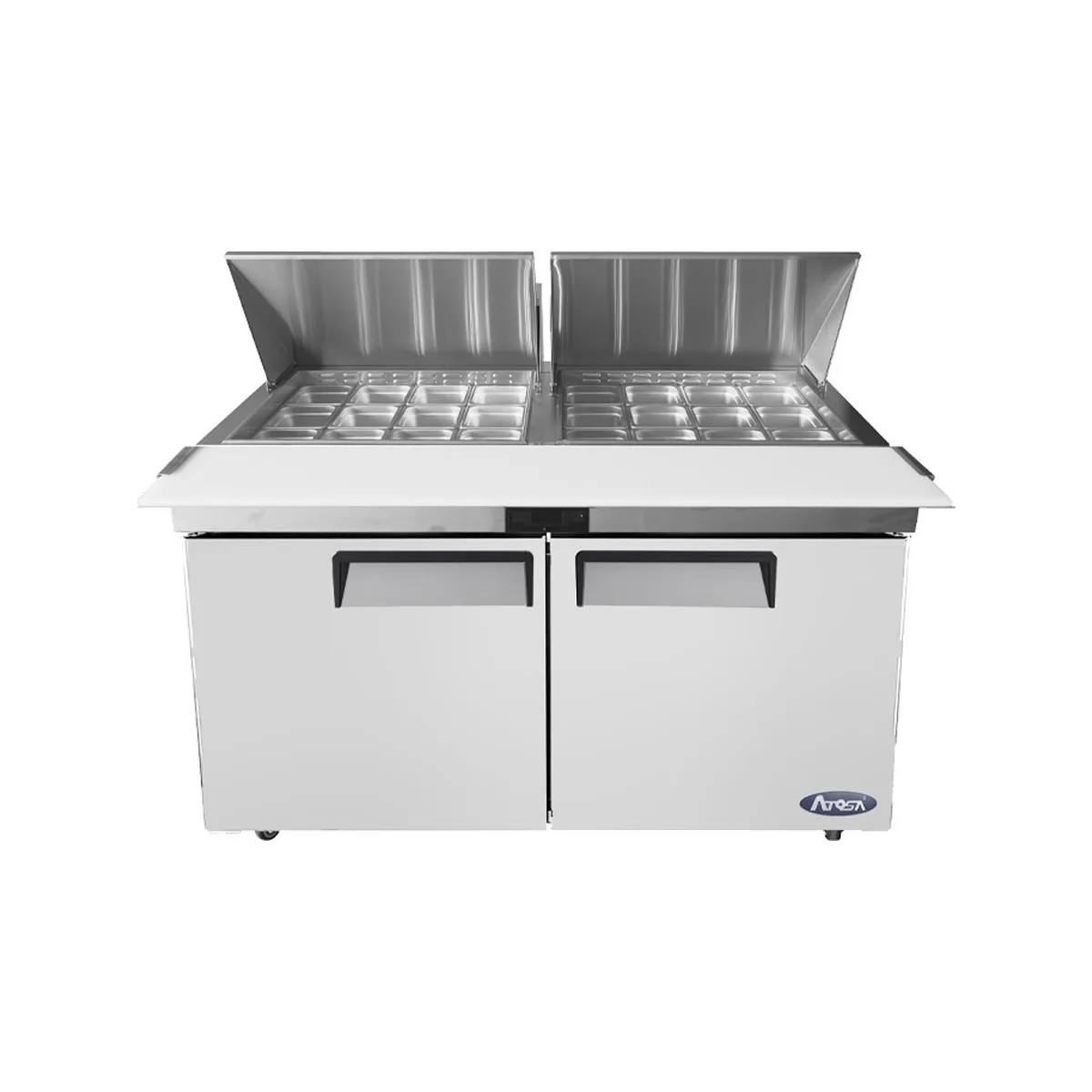Atosa USA MSF8307GR 60" Two Section Mega Top Sandwich/Salad Prep Table w/ 2 Doors, 24 Pans