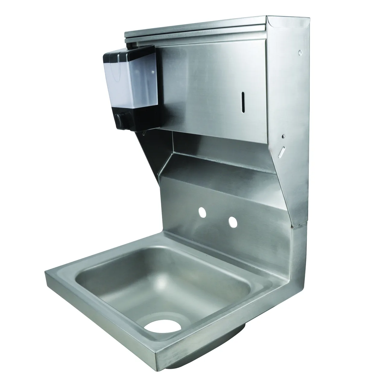 BK Resources BKHS-W-1410-4D-TD 14" Wall Mounted Hand Sink without Faucet with Soap&Towel Dispenser