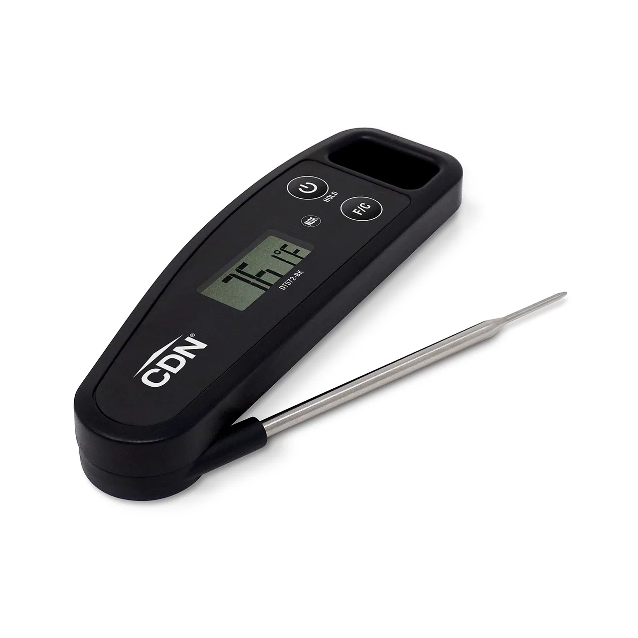 CDN DT572-BK Thermometer, -58 to +572°F, 4‑Sec Response, 1.7 mm Tip, 3‑3/8" Stem, Black ABS, NSF